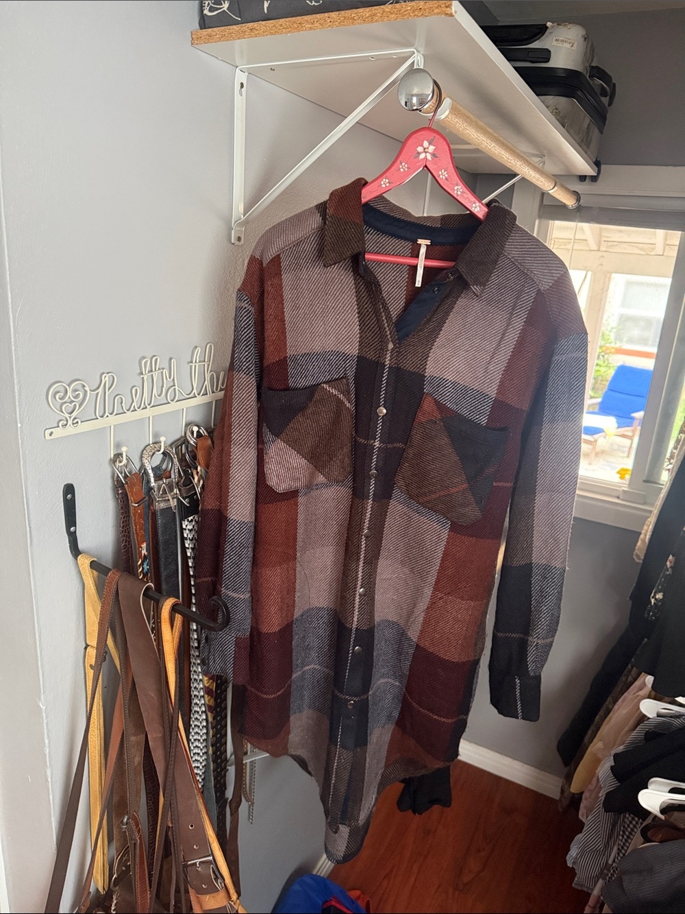 Free People Longline Plaid Shacket/Shirt Coat